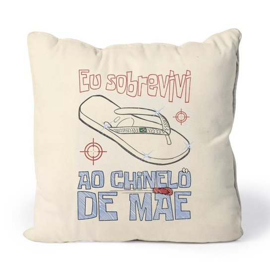 Almofada Sobrevivi ao chinelo de mãe