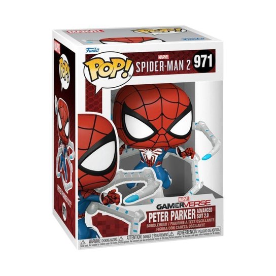 Boneco Funko POP! Games - Homem-Aranha 2 - Peter Parker Traje Avançado 2.0