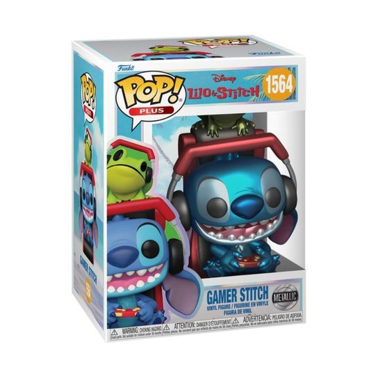 Boneco Funko Pop! Plus Disney Lilo & Stitch Gamer Metálico