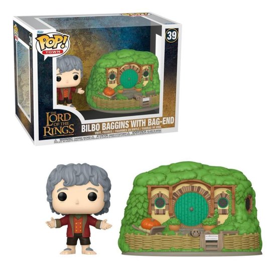 Boneco Funko Pop! Town Senhor dos Anéis Bilbo com Bolsão