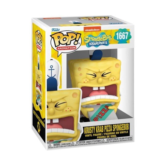 Boneco Funko Pop Bob Esponja 25 anos Bob Entregador de Pizza