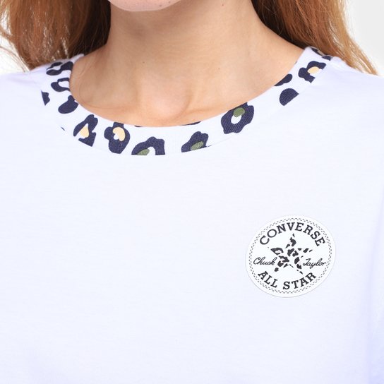 Camiseta Converse Cropped Patch Leopard Feminina
