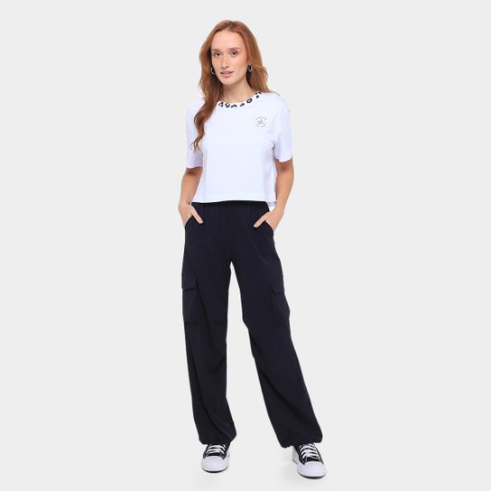 Camiseta Converse Cropped Patch Leopard Feminina