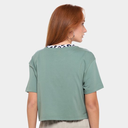 Camiseta Converse Cropped Patch Leopard Feminina