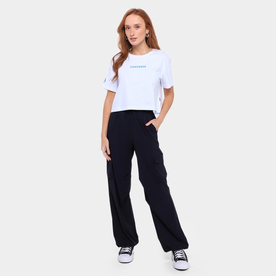 Camiseta Converse Cropped Puff Oversized Feminina