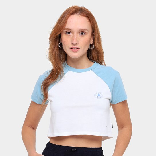Camiseta Converse Cropped Raglan Pat Feminina