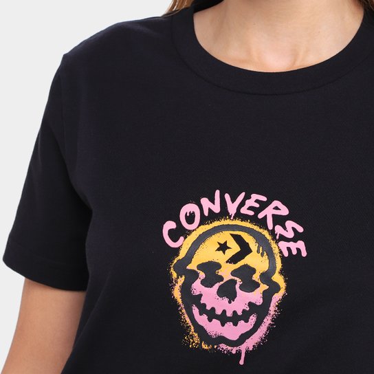 Camiseta Converse Spray Skull Baby Feminina
