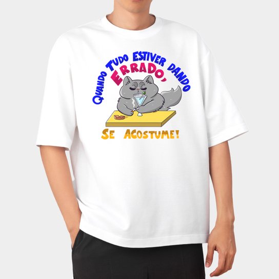 Camiseta Jovem Nerd Frase Desmotivacional Oversized Masculina