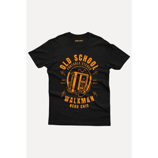 Camiseta Nerd Chic Anos 80 e 90 Geek Old School Stereo Walkman Geek