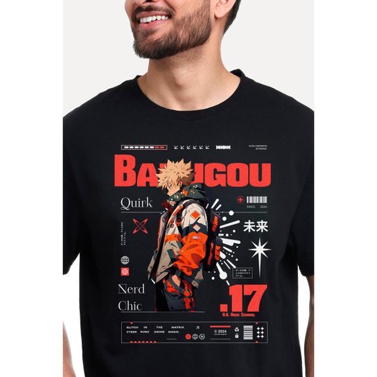 Camiseta Nerd Chic Bakugou - My Hero Academia