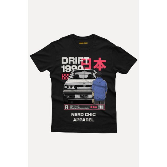Camiseta Nerd Chic DRIFT 1990 Estilo Geek e Nerd Japones 1990 Casual