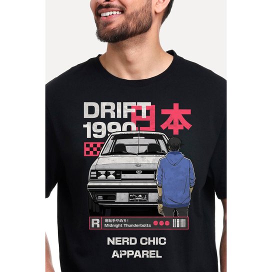 Camiseta Nerd Chic DRIFT 1990 Estilo Geek e Nerd Japones 1990 Casual