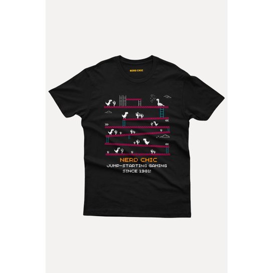 Camiseta Nerd Chic Gamer Dino Save The Princess by Geek Nerd