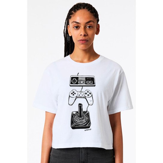 Camiseta Nerd Chic Gamer Evolution Control Para gamers de gerações