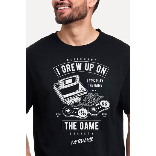 Camiseta Nerd Chic Gamer I Grew Up On Game Society Geek Nerd