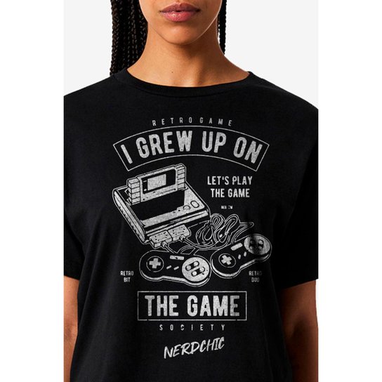 Camiseta Nerd Chic Gamer I Grew Up On Game Society Geek Nerd