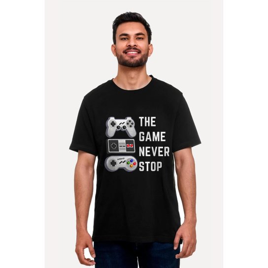 Camiseta Nerd Chic Gamer Nunca Pare De Jogar