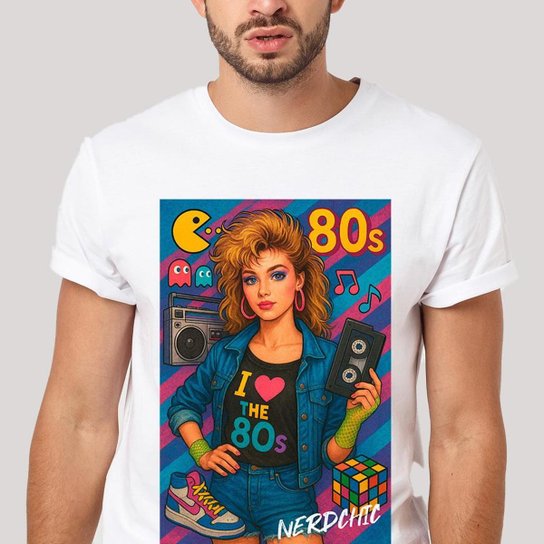 Camiseta Nerd Chic Geek 80s Vibes Anos 80 100% Algodão