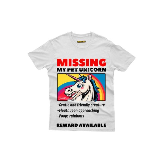 Camiseta Nerd Chic Geek Missing My Pet Unicorn