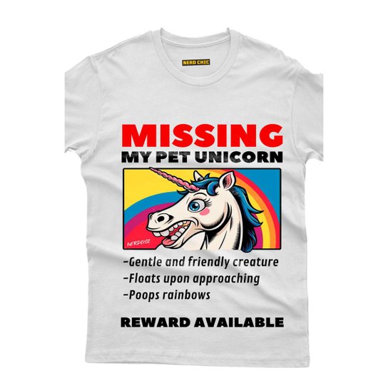Camiseta Nerd Chic Geek Missing My Pet Unicorn