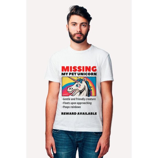 Camiseta Nerd Chic Geek Missing My Pet Unicorn