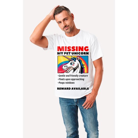 Camiseta Nerd Chic Geek Missing My Pet Unicorn