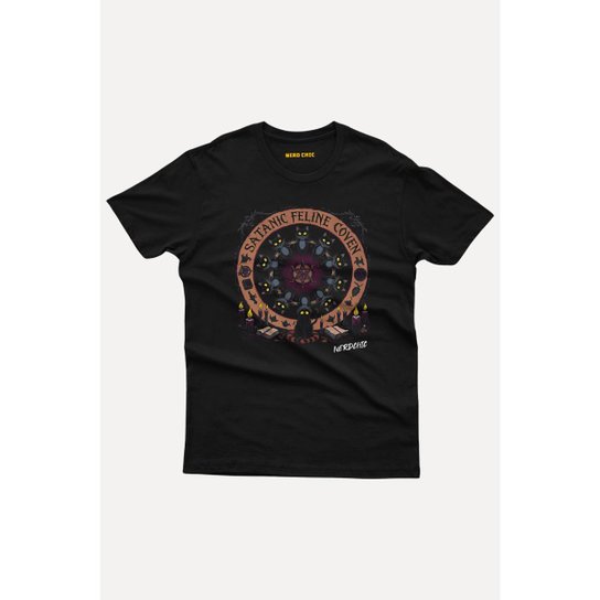 Camiseta Nerd Chic Geek Satanic Feline Coven Mystic Cats By