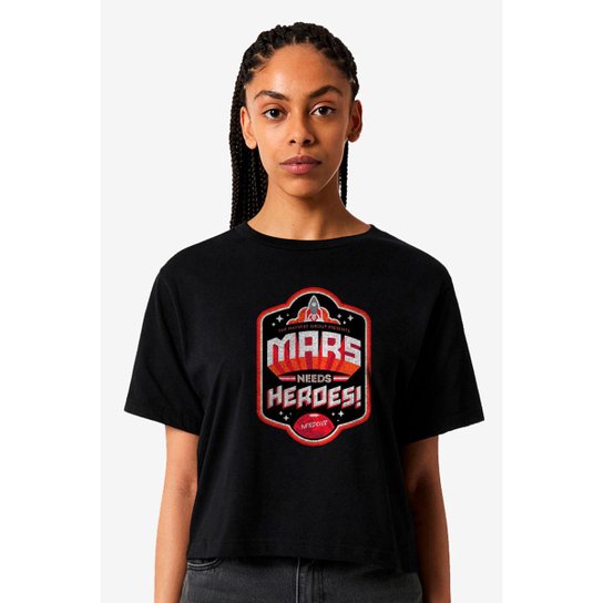 Camiseta Nerd Chic Mars Needs Heroes By Ner Chic Algodão Geek e Nerd