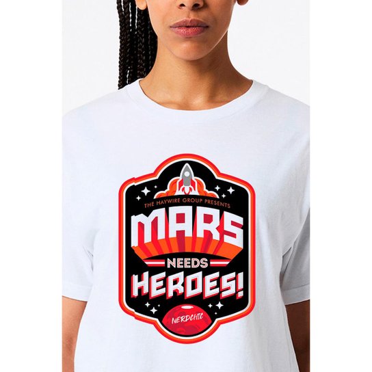 Camiseta Nerd Chic Mars Needs Heroes By Ner Chic Algodão Geek e Nerd