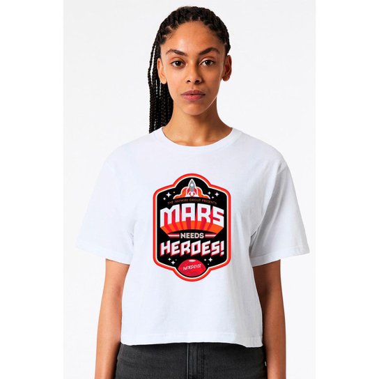 Camiseta Nerd Chic Mars Needs Heroes By Ner Chic Algodão Geek e Nerd
