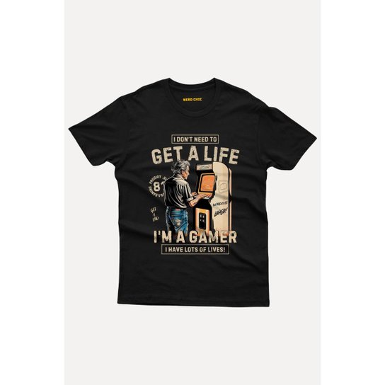 Camiseta Nerd Chic Retro Gamer Classic - Get a Life - I'm a gamer Nerd