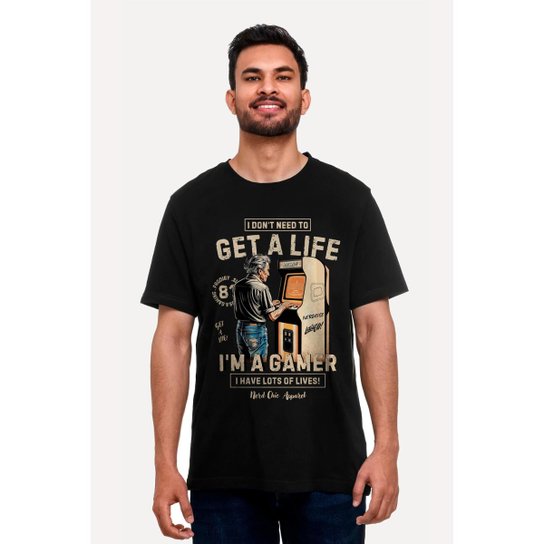 Camiseta Nerd Chic Retro Gamer Classic - Get a Life - I'm a gamer Nerd