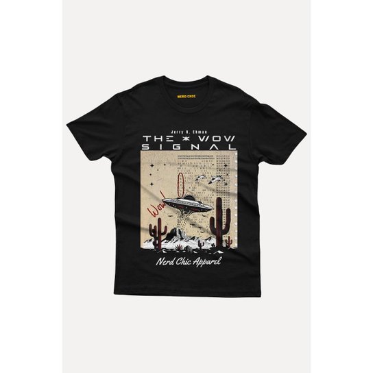 Camiseta Nerd Chic Sinal Wow: Aliens mantendo contato - Presente Criativo Geek