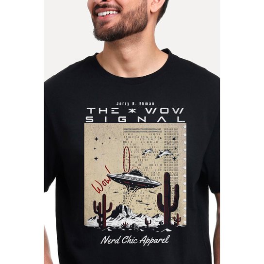 Camiseta Nerd Chic Sinal Wow: Aliens mantendo contato - Presente Criativo Geek