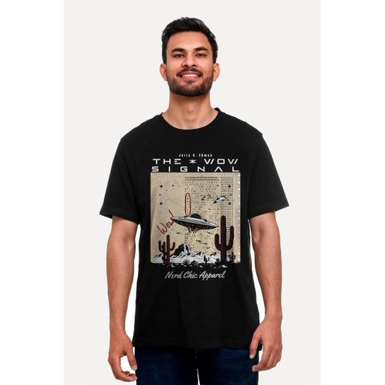 Camiseta Nerd Chic Sinal Wow: Aliens mantendo contato - Presente Criativo Geek