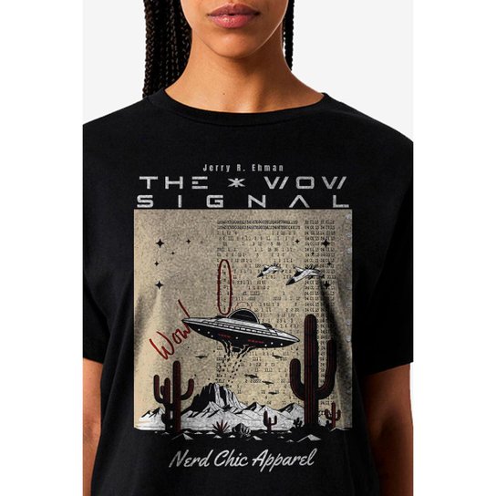 Camiseta Nerd Chic Sinal Wow: Aliens mantendo contato - Presente Criativo Geek