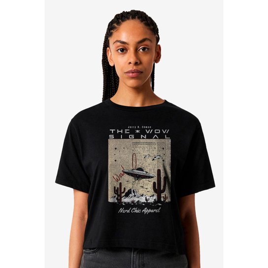 Camiseta Nerd Chic Sinal Wow: Aliens mantendo contato - Presente Criativo Geek