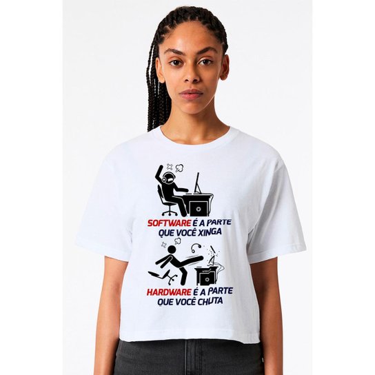 Camiseta Nerd Chic Software Você Xinga, Hardware Você Quebra
