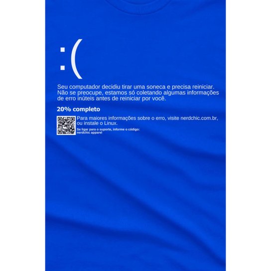 Camiseta Nerd Chic Tela Azul Do Windows