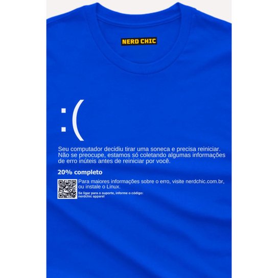 Camiseta Nerd Chic Tela Azul Do Windows
