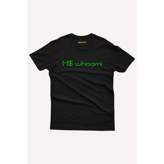 Camiseta Nerd Chic Whoami Comando Linux