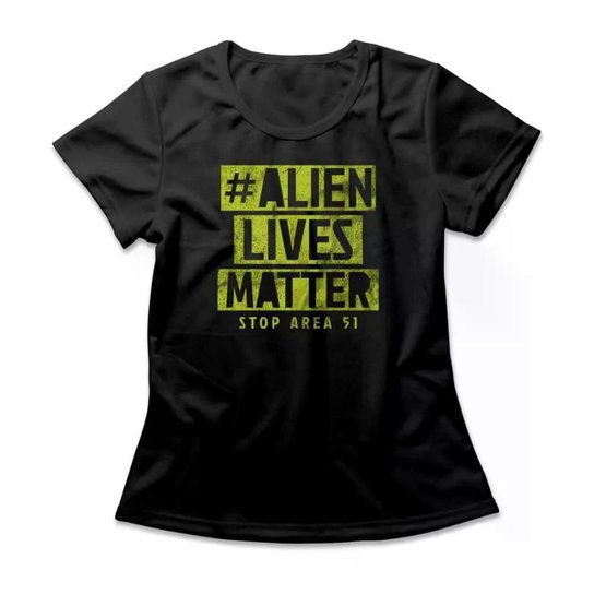 Camiseta Studio Geek Alien Lives Matter Casual Preto Feminino