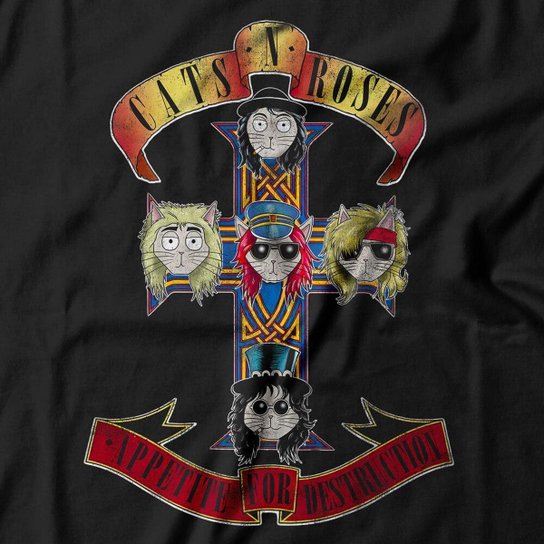 Camiseta Studio Geek Cats 'N' Roses Masculino