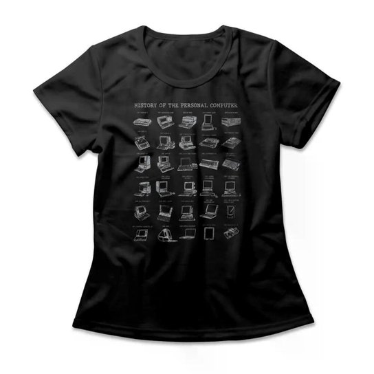 Camiseta Studio Geek Computer History Casual Preto Feminino