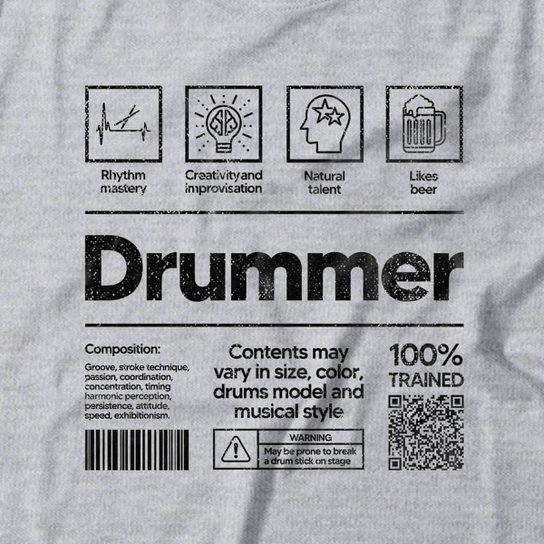 Camiseta Studio Geek Drummer Masculino