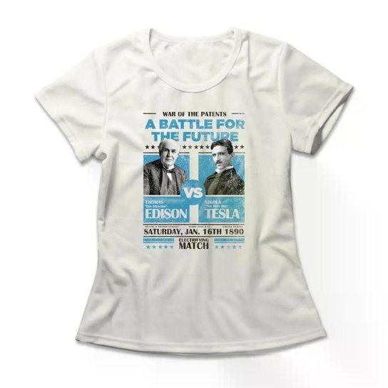 Camiseta Studio Geek Edison vs Tesla Feminino