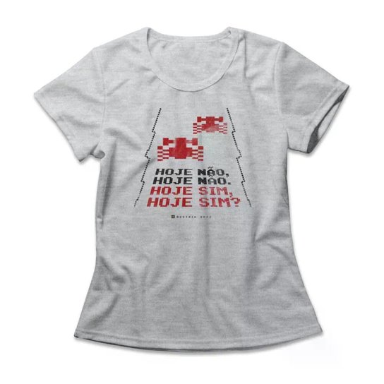 Camiseta Studio Geek Hoje Sim Casual Mescla Cinza Feminino