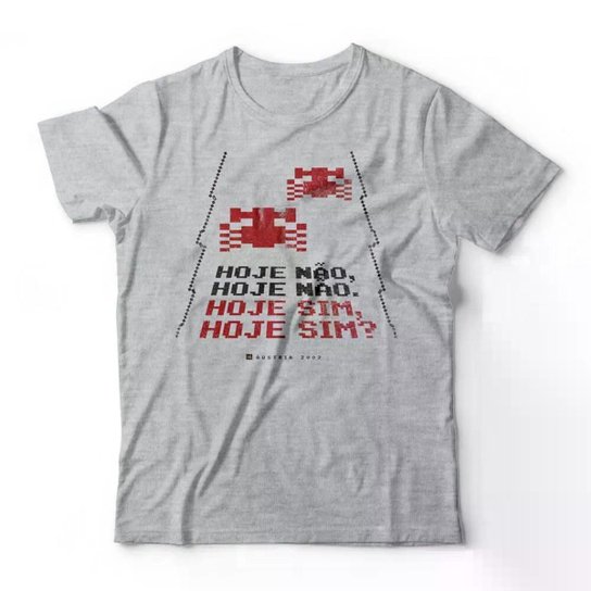 Camiseta Studio Geek Hoje Sim Casual Mescla Cinza Masculino