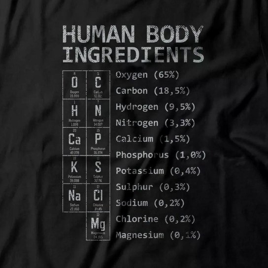 Camiseta Studio Geek Human Body Ingredients Masculino