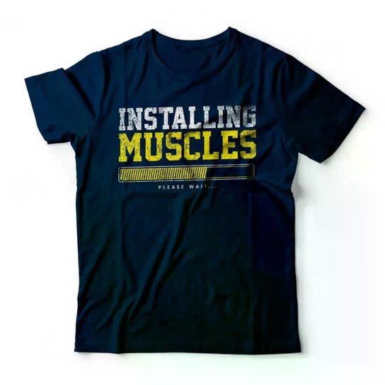 Camiseta Studio Geek Installing Muscles Casual Azul Marinho Masculino